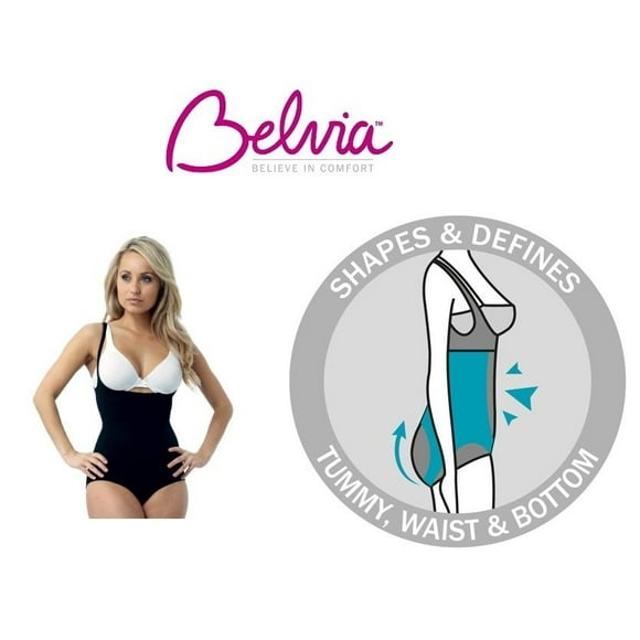 Belvia Shapewear Lissant Minceur Contrôle Bodysuit Femmes Ful Corps Shaper Ventre Contrôle - (Noir) Moyen