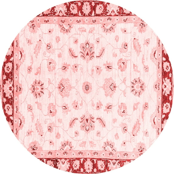 Ahgly Company Machine Washable Indoor Round Oriental Red Traditional Area Rugs, 5' Round