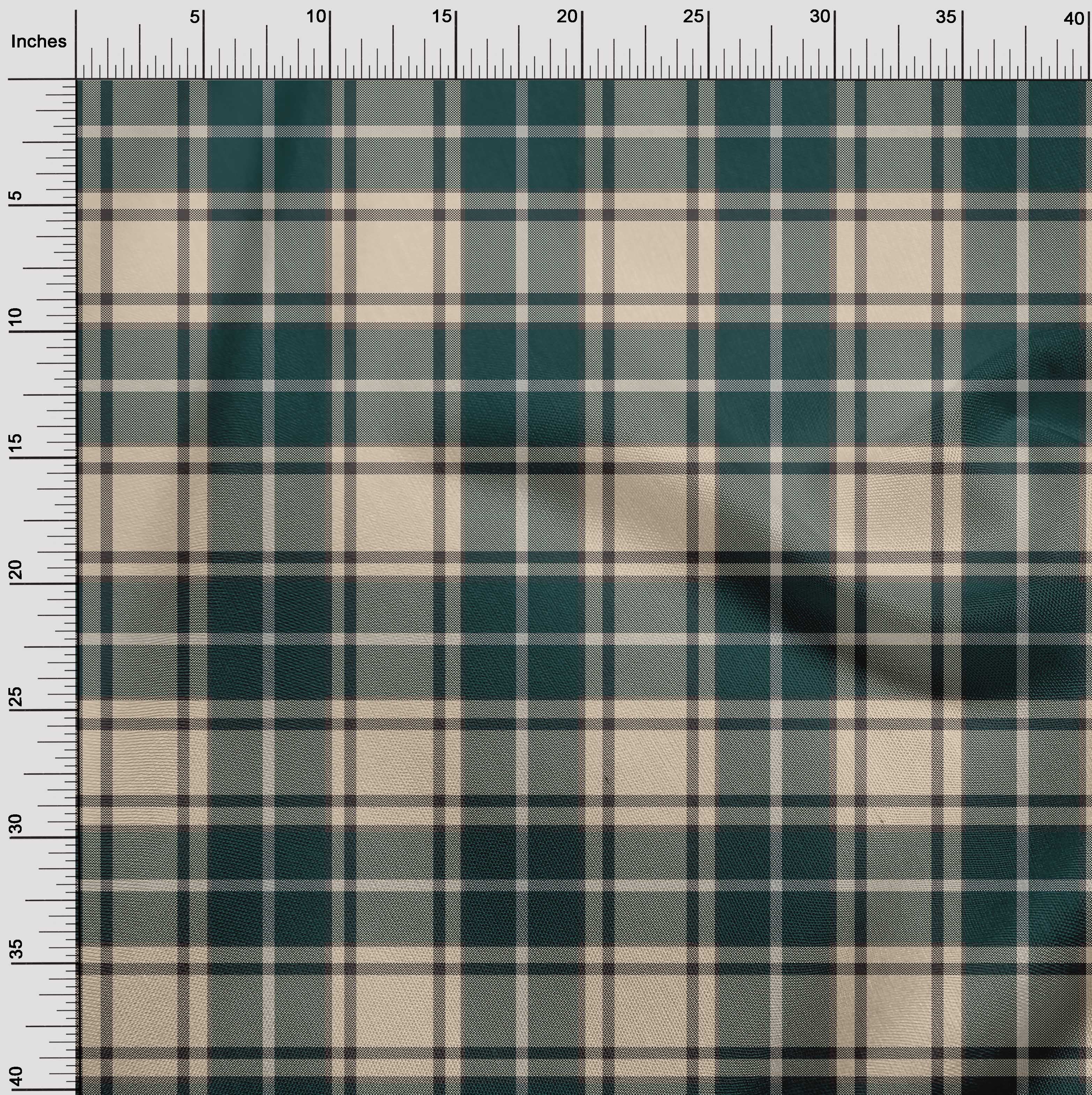 oneOone Georgette Viscose Dark Teal Blue Fabric Check Plaid Craft Projects Decor Fabric Printed By The Yard 42 Inch Wide
