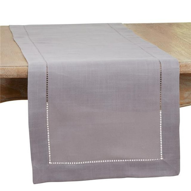 Saro Lifestyle 6319.ST1690B 16 x 90 in. Table Runner with Hemstitched Border, Slate