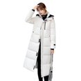 thumbnail image 3 of Chaqueta de plumón y algodón para mujer, de largo medio hasta la rodilla, holgada, con capucha, chaqueta de pan gruesa, 3 of 5