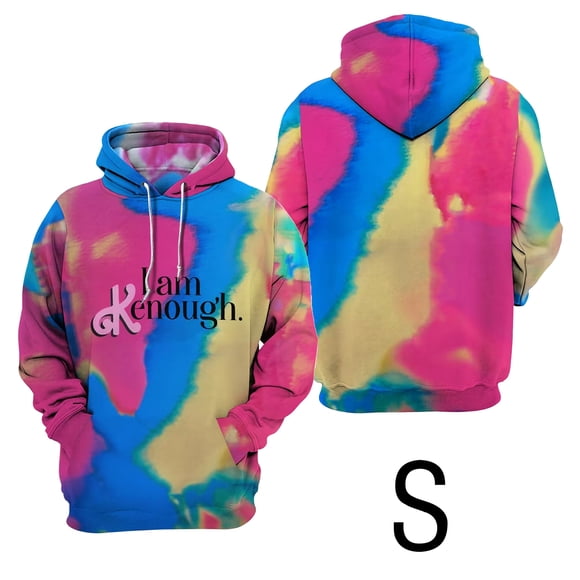 SHENMO I Am Kenough Hoodie Sweatshirt Mens Womens I Am Enough Hoodie Sweatshirt Tie Dye Ken Shirt Cool Unisex Hooded, Funny Saying Trendy Letter Graphic Print Long Sleeve Pullover