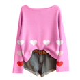 thumbnail image 4 of Tiweut Women Valentines Day Sweater Long Sleeve Embroidery Heart Sweater Oversized Knitted Pullover Jumper Tops,Hot Pink,M, 4 of 4