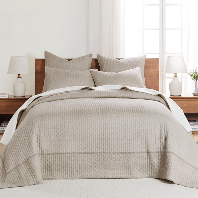 Juego de colchas Levtex Home, punto de cruz, color topo, talla doble