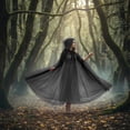 thumbnail image 5 of Hooded Sheer Cape, Black Full Length Mesh Wrap, 59.06inch, 5 of 7