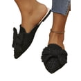 thumbnail image 6 of Frontwalk Womens Flat Slides Slip On Backless Loafers Pointed Toe Mules Flats Dance Fashion Ladies Black Bow 6, 6 of 7
