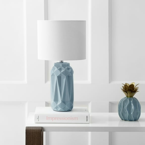 Safavieh Kelesie Solid Geometric 18 in. H Table Lamp, Light Blue