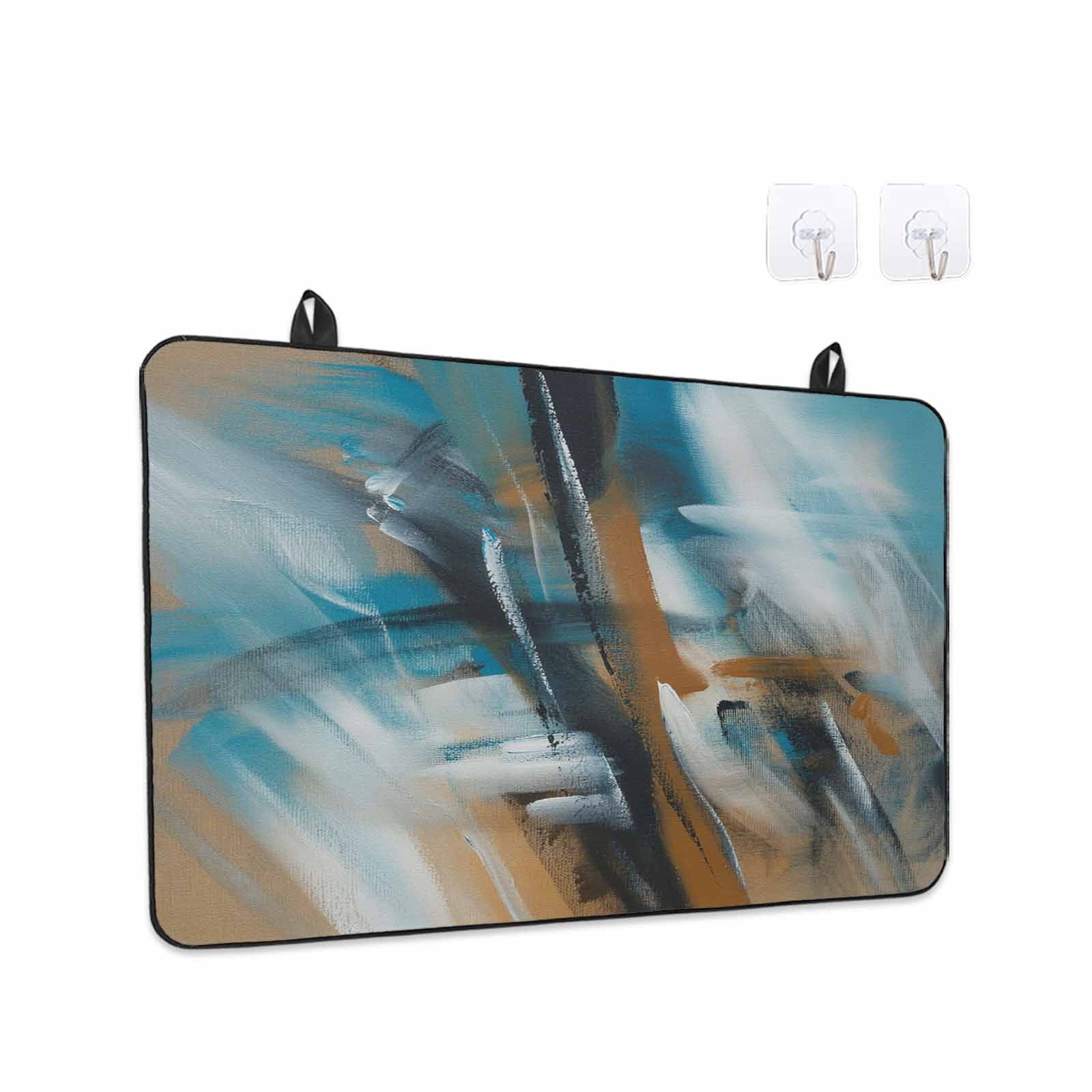 Turquoise Ombre Stove Top Cover for Electric Stove, Heat-proof & Non Slip Glass Top Stove Cover Protector, Brown Abstract Modern Gradient Retro Art Kitchen Flat Cooktop Rubber Mat 24x21 Inches