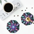 thumbnail image 5 of Pofeuu Colored Abstract Print Leather Coasters Set of 6, Round Cups Mugs Mat Pad for Home Kitchen Heat Resistant Drink Coasters,Octagon, 5 of 7