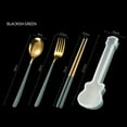 thumbnail image 7 of 3/4Pcs Outdoor Silverware Set 304 Stainless Steel Dinnerware Set with Container Fork Spoon Chopsticks Travel Cutlery Flatware (3Pcs Black Gold), 7 of 7
