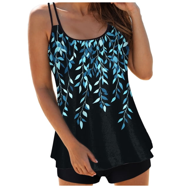 Yammkia Bathing Suit for Women Tummy Control Women's Tankini Sets Two Piece Bathing Suits Tummy Control Square Neck Adjustable Straps Ruched Ribbed(Black,XXXL)