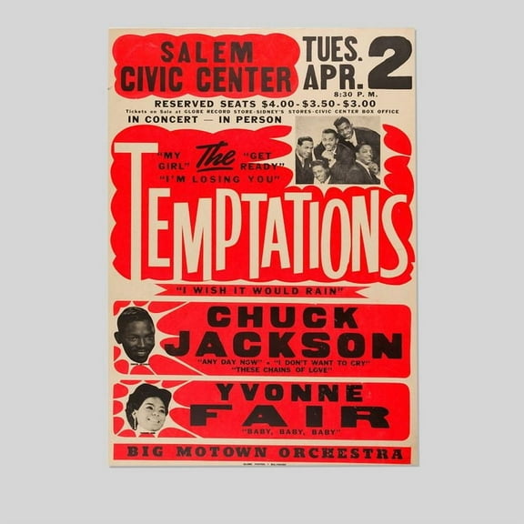 The Temptations - Concert Poster Retro Style - Size 24''x36'' - Postora