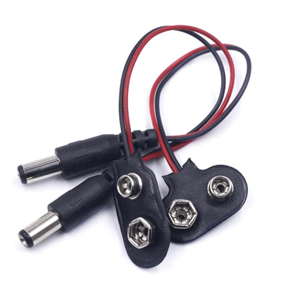 2-Pack 9V Battery Clip Connectors - I-Type Snap Connector With Black Wires 3 thumbnail image