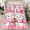 thumbnail image 2 of Manfei Cute Cartoon Snowman Twin Sheet Sets,Merry Christmas Twin Fitted Sheet,Pink White Gray Flat Sheet For Girls Kids,Ultra Soft Home Decor,3-Piece, 2 of 7