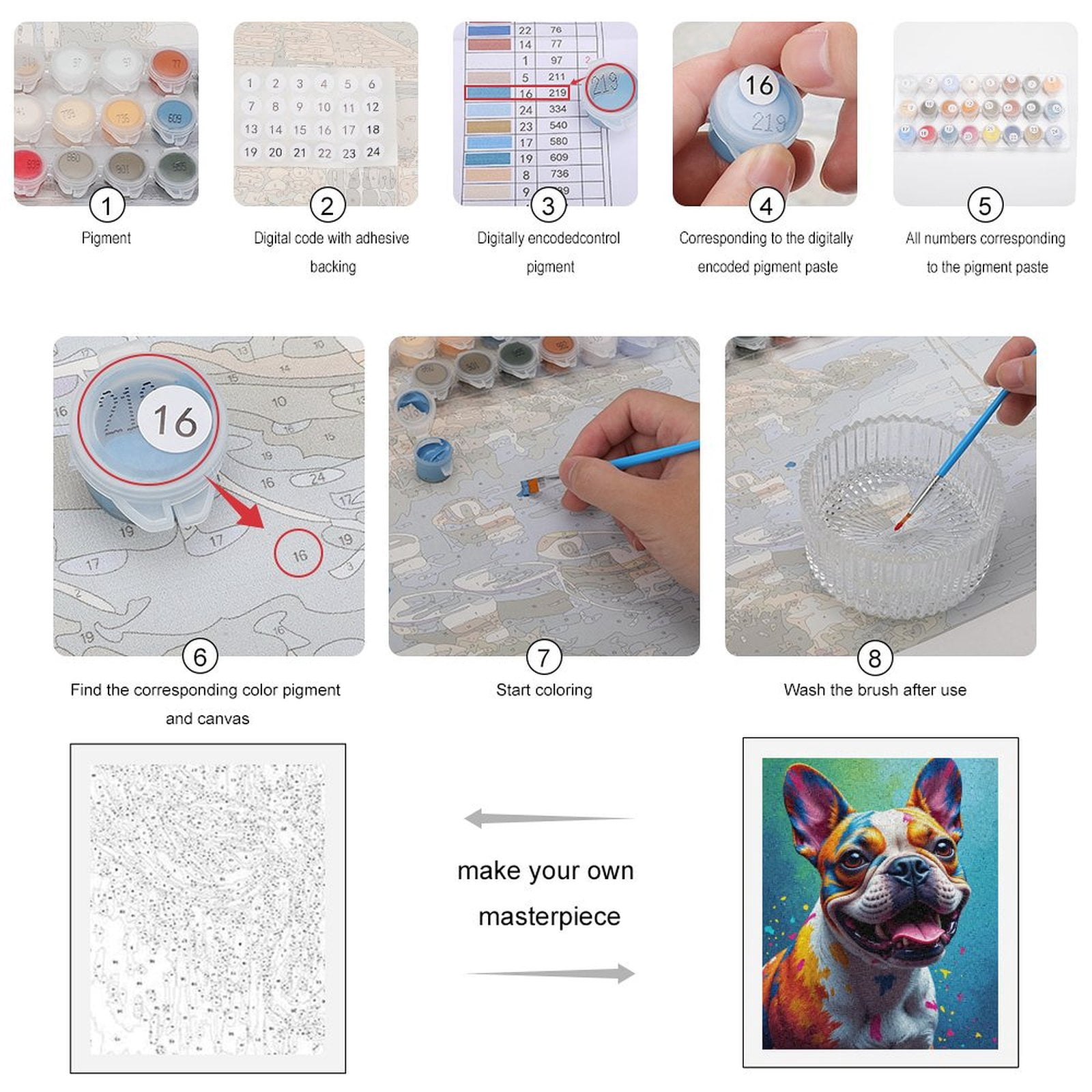 Paint By Numbers Kit for Adults Beginner - DIY Colorful Dog Portrait Art Smile Canvas Painting Kits for Adults, Frameless Paint By Number for Adults for Home Wall Decor 16x20 Inch