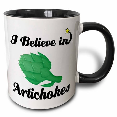 

3dRose I Believe In Artichokes - Two Tone Black Mug 11-ounce