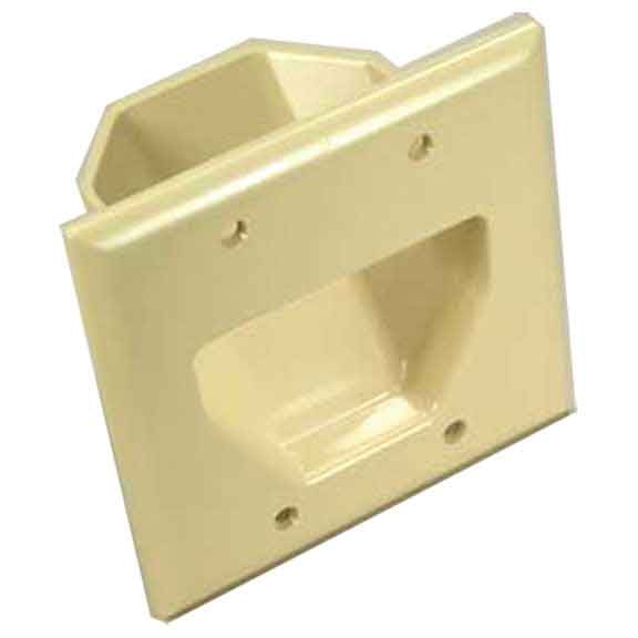 SF Cable 2-Gang Recessed Low Voltage Cable Plate - Ivory