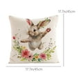 thumbnail image 3 of pathside Bunny Easter Pillow Covers 18x18 Easter Pillow Cushion Cover Easter Eggs Rabbits Printed Linen Peach Fleece Pillow Cover for Home Farmhous, 3 of 7