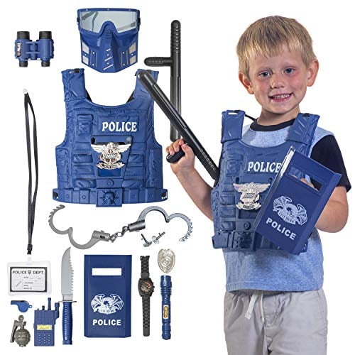 Disfraz de Policía Infantil para Juego de Rol 14 Piezas Juguetes de Policía con Placa de P The M World The M World