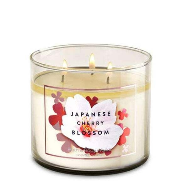 Candle Bath & Body Works, flor de cerezo japonés, 3 mechas, 430 ml