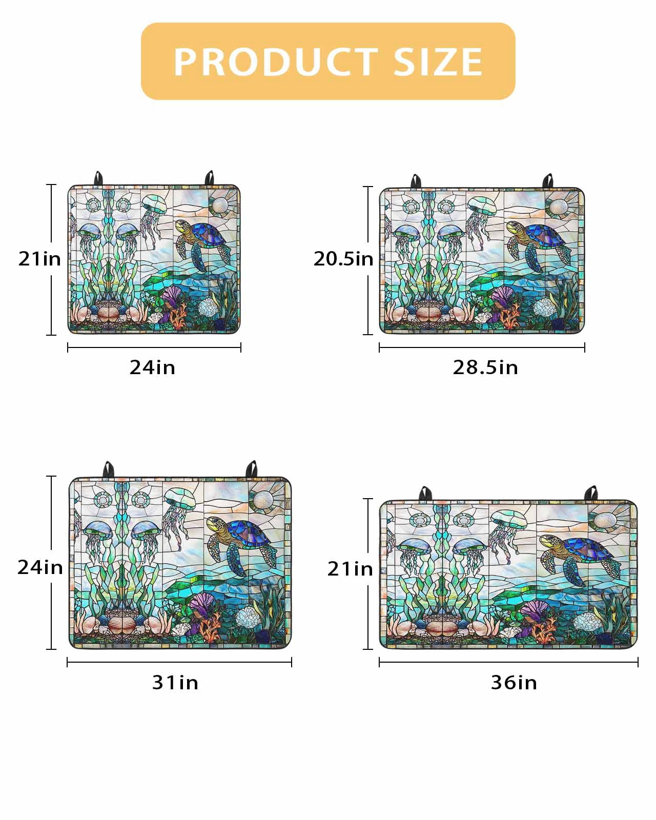 nqOlkjepod Large Induction Cooktop Protector Mat 31"x24", Summer Sea Turtle Stove Top Covers for Electric Stove, Stained Glass Ocean Jellyfish Coral Stove Burner Cover Mats, Glass Top Stove Cover