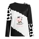thumbnail image 4 of Mujeres manga larga fuera del hombro correa cruzada Tops vacas impresas blusa túnica Tops Fridja  hkj5403, 4 of 4
