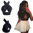 thumbnail image 1 of Sedceaty Women Summer Sexy Halter Vest Hollow Out Cross Strap Hanging Neck Backless Crop Tops Solid Color Bandage Slim Tank T-Shirt, 1 of 5