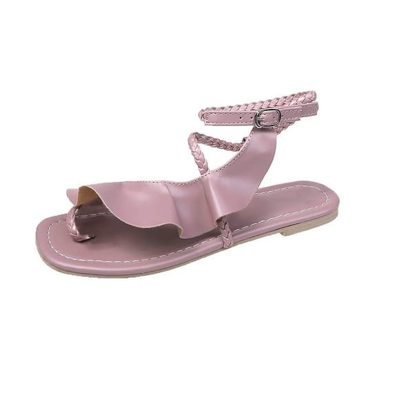 Clearance VerPetridure Women's Sandals Summer Casual Casual Shoes Solid Color Ruffle Low Heel Buckle Open Toe Sandals