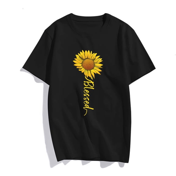 Womens Cute Sunflower Blessed Faith Inspirational Religious Gift T-Shirt