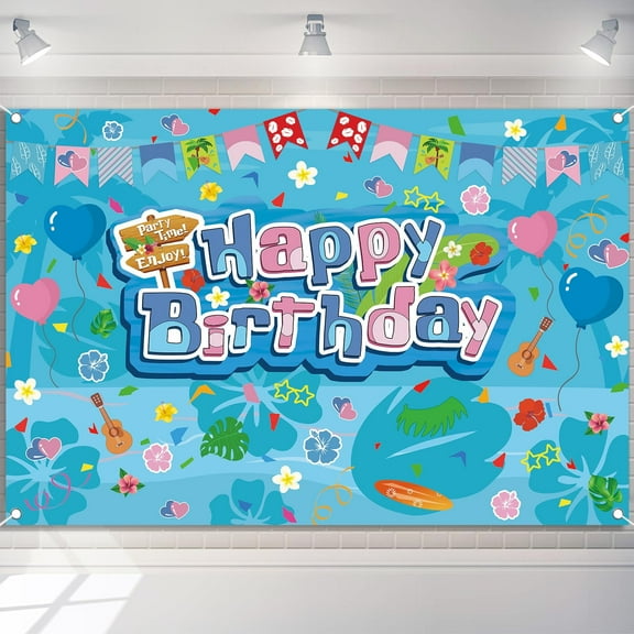Summer Hawaiian Beach Supplies Banner Backdrop Cartoon Animation Party Decoration Background for Boys Girls-5x3ft