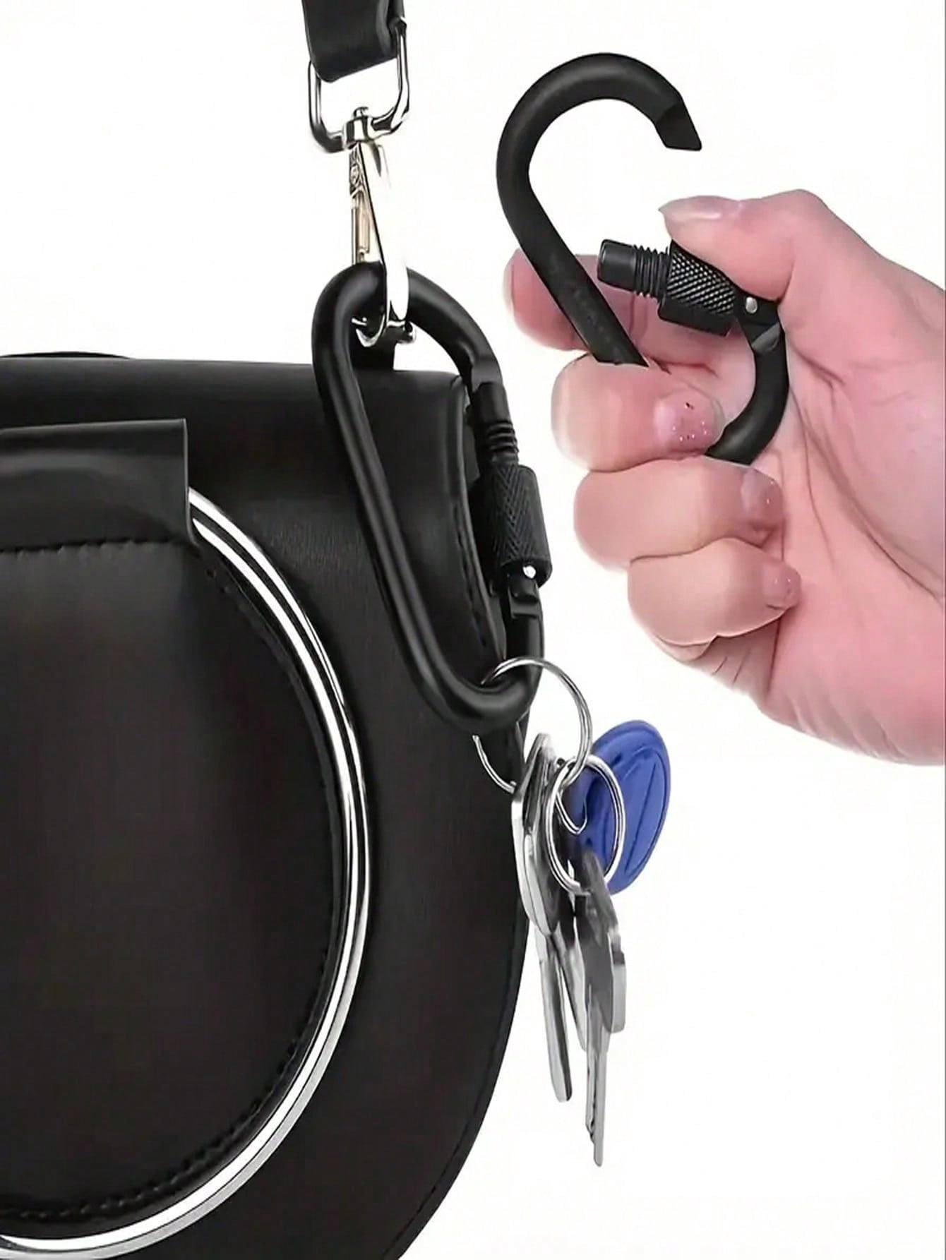 Locking Carabiner Clips, 6 Pack Heavy Duty D-Ring Carabiners with Screw Gate, Black Aluminum Alloy for Camping, Hiking, Backpack, Dog Leash
