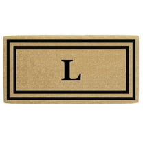 Heavy Duty Coir Door Mat Thin Double Picture Frame, Monogram L - Black 36" x 72"
