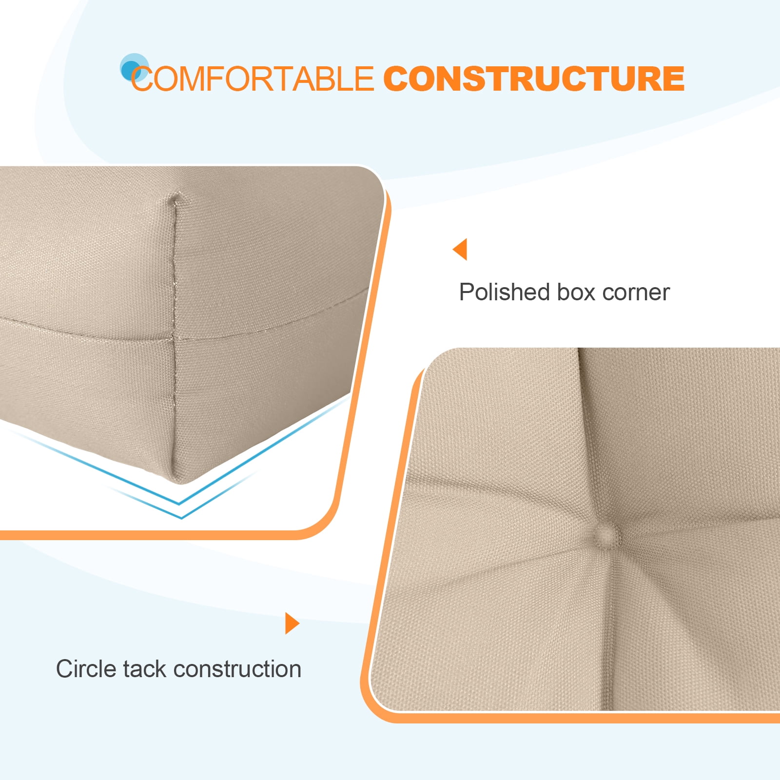 EAGLE PEAK Tufted Outdoor/Indoor Seat/Back Chair Cushion, Set of 2, 42 x 21 in, Beige