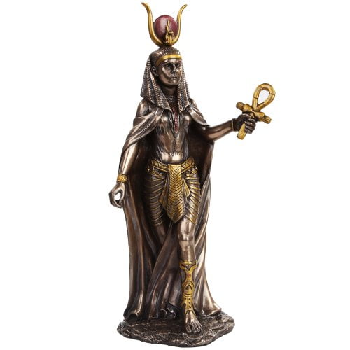 Ebros Egyptian Goddess Of Motherhood Music And Dance Hathor Statue Bronzed Sculpture Mansion of Horus Sculpture Brand change to:Ebros Gift 