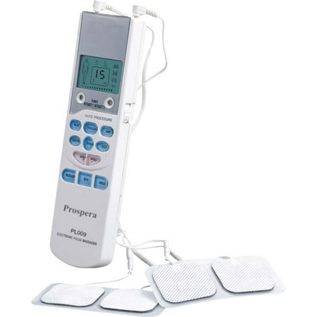 Prospera FDA approved Electronic Pulse Massager with 8 refill pads, Pain Relief, large LCD display, 5 auto programs, manual select intensities, safe to use, neck, shoulder, waist, back, arm,