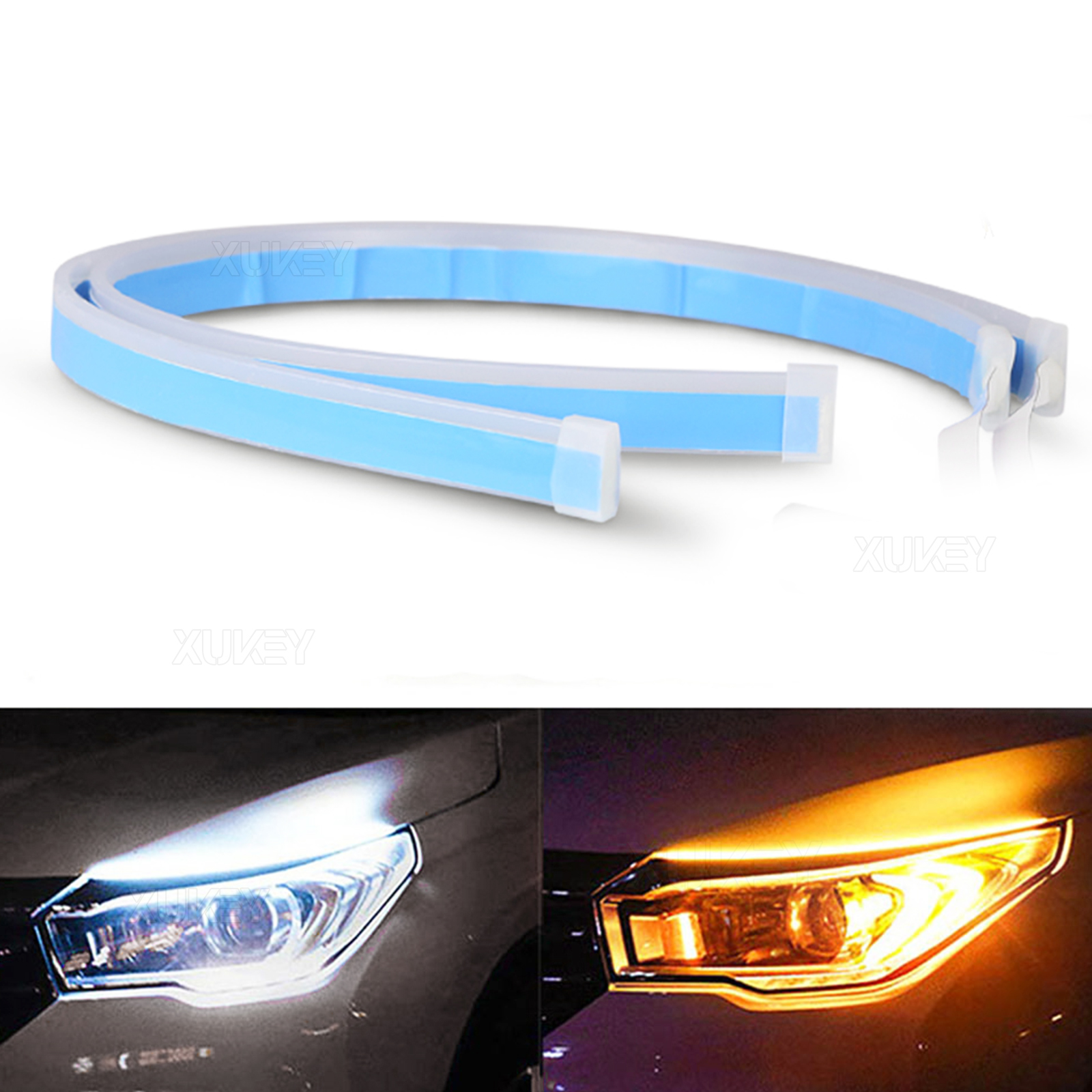 2x LED Car Headlight Strip Lights Exterior DRL Daytime Turn Signal Tube