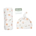 thumbnail image 1 of Lulujo Baby Hello World Newborn Bamboo Hat and Swaddle Blanket Set, 1 of 9
