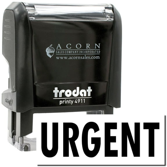 Self-Inking Urgent Stamp, Trodat Printy 4911, Press and Print Stamping, Impression Size 5/8" x 1-1/2", Up to 10,000 Impressions - Black Ink