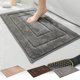 thumbnail image 1 of Alfombra rectangular de baño antideslizante de microfibra 24x16 in • Alfombra flocadora súper absorbente para baño, entrada, cocina, salón, café blanco gris, 1 of 6