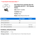 thumbnail image 2 of Rear Brake Drum and Brake Shoe Kit - Compatible with 2017 - 2019 Hyundai Elantra 2018, 2 of 2