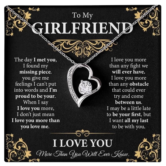 To My Girlfriend Forever Love Necklace With Heartfelt MessageBox, Girlfriend Necklace From Boyfriend On Graduation, Birthday, Wedding, Anniversary, Valentine'S Day #2068, White Forever Love Necklace