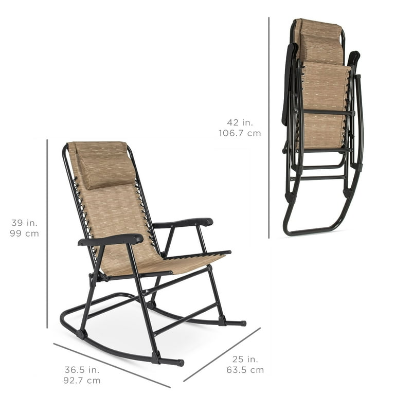 Best Choice Products Foldable Zero Gravity Rocking Patio Lounge Chair Beige
