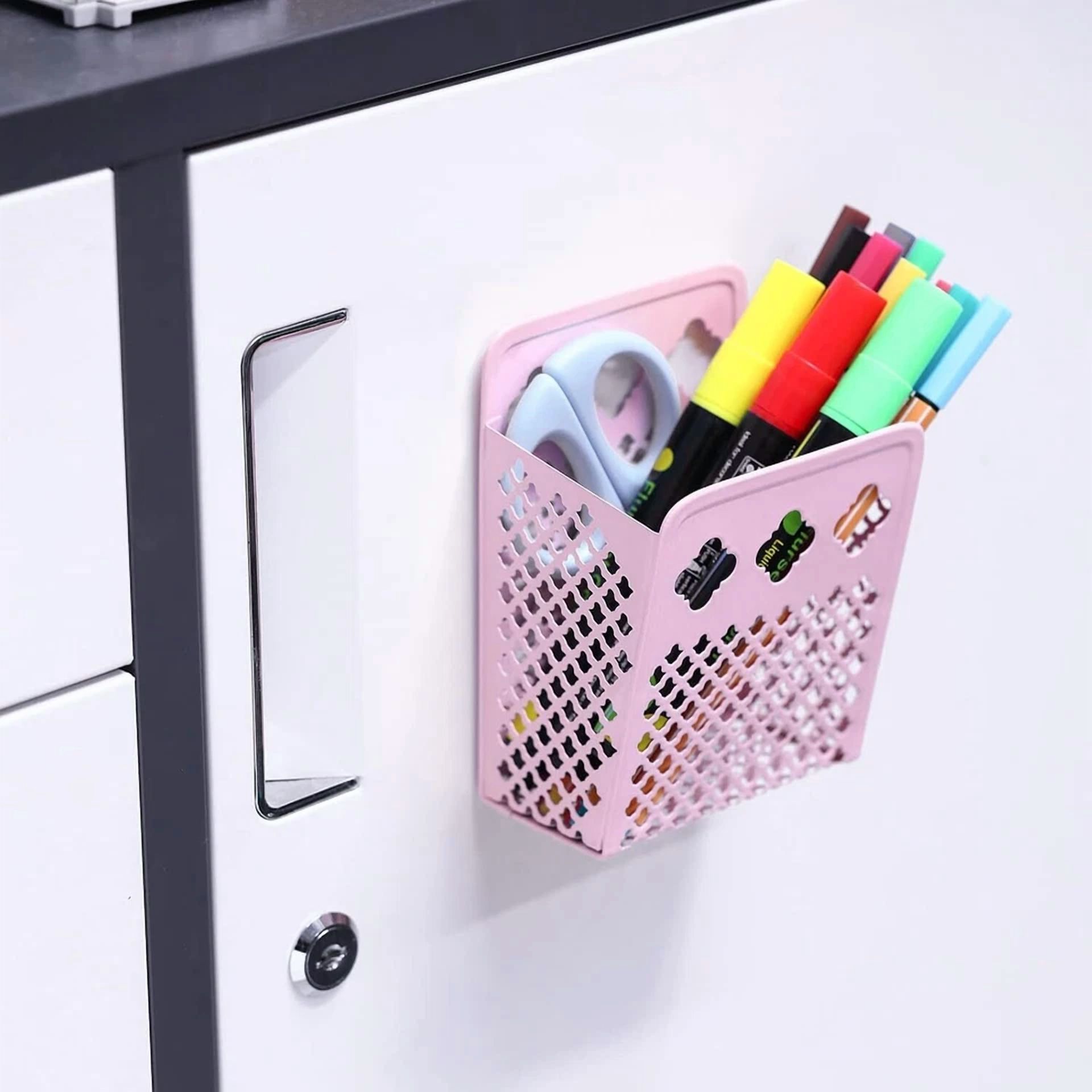 CRESTIN- Pen Holder, Mesh Metal Strong Magnet Dry Erase Marker Holder Pencil Organizer Sm