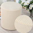 thumbnail image 3 of HEVIRGO Housse de Tabouret Couleur Unie Anti-Poussière Élastique Design de Liaison Polyester Stretch Carré / Rond Footstool Protector Cover pour un Usage Quotidien, 3 of 11