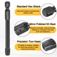 thumbnail image 5 of Uxcell 3pcs T40 Torx Screwdriver Bit 1/4" Hex Shank 75mm/3" Length S3 Steel Magnetic Tamper Proof Star 6 Point Head Hex Screw Driver Bits, Black, 5 of 7