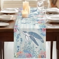 thumbnail image 3 of Table Runners 36 Inches Long Dress Scarves, Teal Coastal Turtle Farmhouse Kitchen/Dining Table Runner, Short Coffee Tablerunners, Beach Nautical Ocean Coral Seahorse 13x36 Inch, 3 of 9
