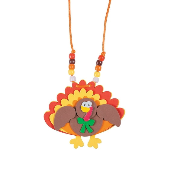 Beaded Turkey Necklace Craft Kit, Makes 12, Craft Kits, Thanksgiving, 12 Pieces