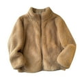 thumbnail image 1 of Women's Two Tone Fleece Hooded Coat Mid Length Warm Winter Jacket, 1 of 2