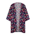 thumbnail image 4 of Lolmot Womens Summer Floral Print Sheer Chiffon Cardigan Casual Trendy Loose Cover Up Blouse Tops Beach Sun Protection Cover Up, 4 of 5