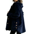 thumbnail image 2 of Plus Size Coat Plus Size Womens Coats Plus Size Coats Fuzzy Fleece Jacket for Women Lightweight Cozy Button Hooded Shirts Womens Winter Coats Causal Plus Size Bed Jackets, Dark Blue-M, 2 of 7